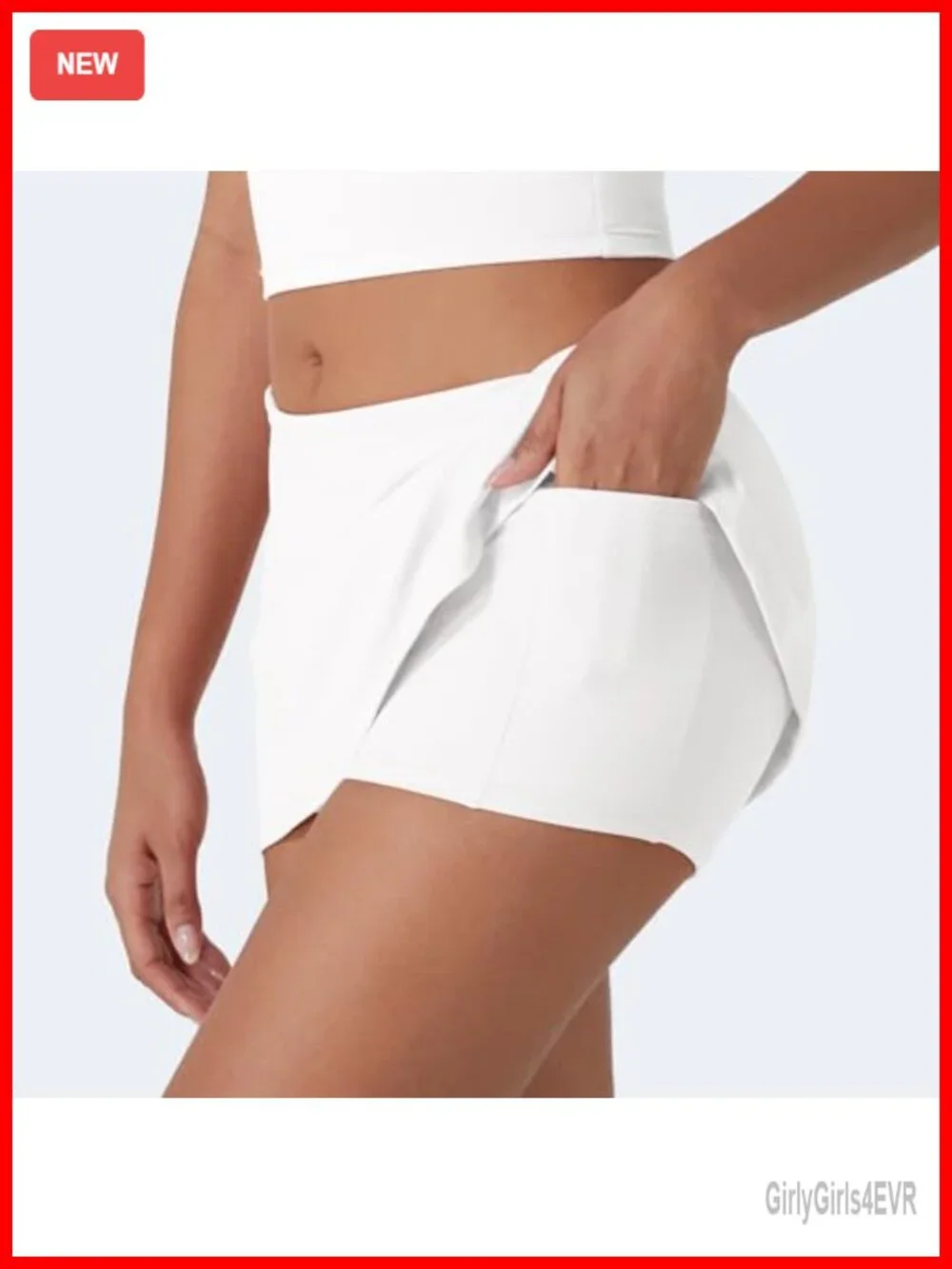 Women's Athletic Skort with Pockets, High Stretch Nylon Spandex Mini Skirt with